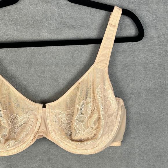 Wacoal Bra Womens 40D Beige Stark Beauty Underwire Lace Unlined Stretch 855225 - Picture 2 of 10